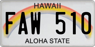 HI license plate FAW510
