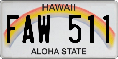 HI license plate FAW511