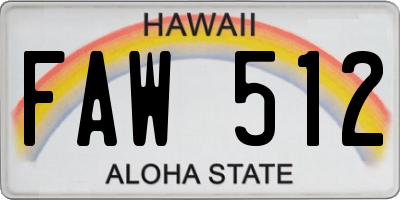 HI license plate FAW512