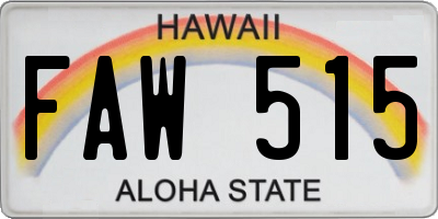 HI license plate FAW515