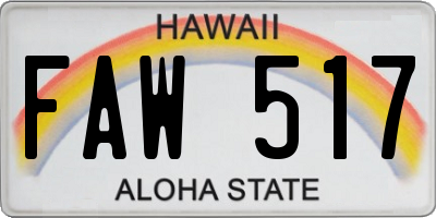 HI license plate FAW517