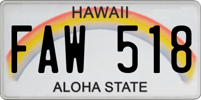 HI license plate FAW518