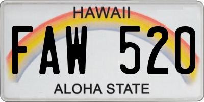 HI license plate FAW520
