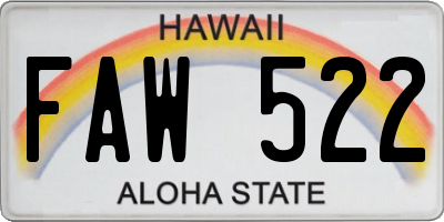 HI license plate FAW522