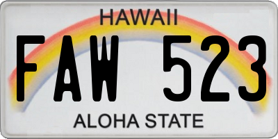 HI license plate FAW523