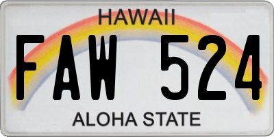 HI license plate FAW524