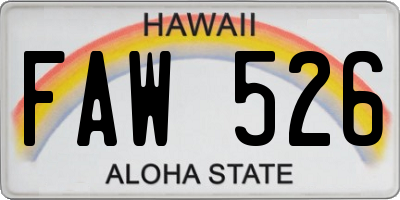 HI license plate FAW526