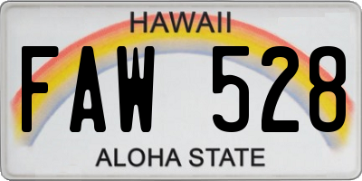 HI license plate FAW528