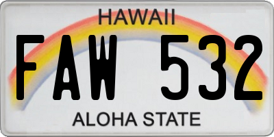 HI license plate FAW532