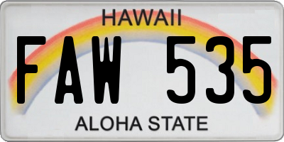 HI license plate FAW535