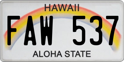 HI license plate FAW537