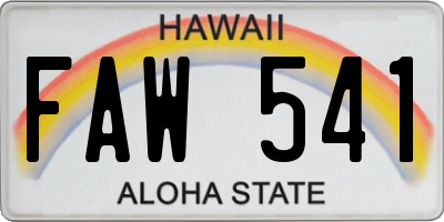 HI license plate FAW541