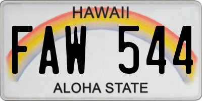 HI license plate FAW544