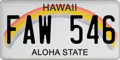HI license plate FAW546