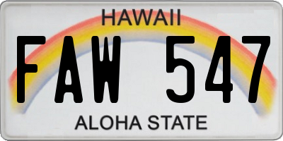 HI license plate FAW547