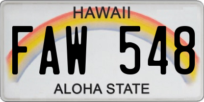 HI license plate FAW548