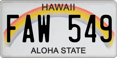 HI license plate FAW549