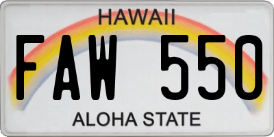 HI license plate FAW550