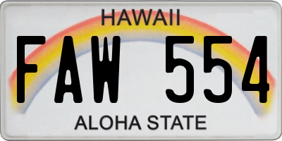 HI license plate FAW554