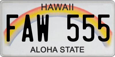 HI license plate FAW555
