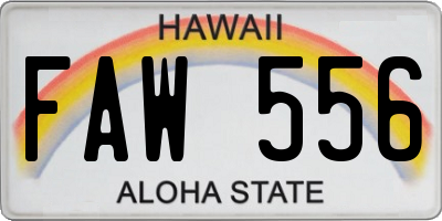 HI license plate FAW556