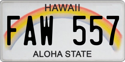 HI license plate FAW557