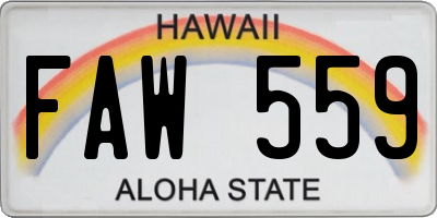 HI license plate FAW559