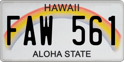 HI license plate FAW561