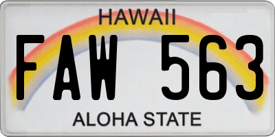 HI license plate FAW563