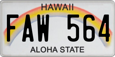 HI license plate FAW564