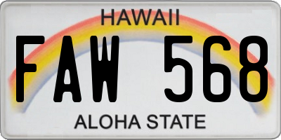HI license plate FAW568