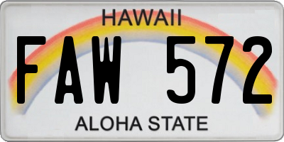 HI license plate FAW572