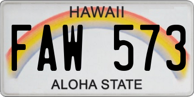 HI license plate FAW573