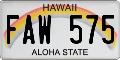 HI license plate FAW575