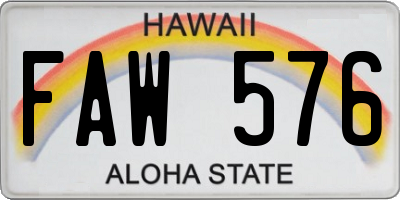 HI license plate FAW576