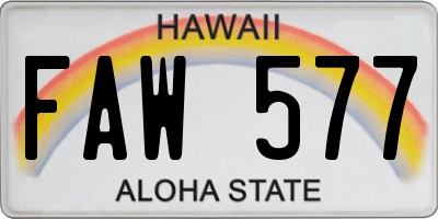 HI license plate FAW577