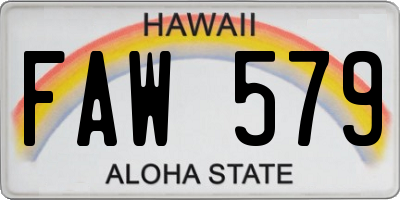 HI license plate FAW579