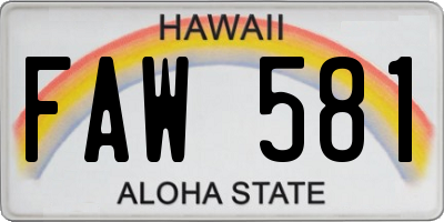 HI license plate FAW581