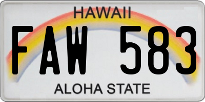 HI license plate FAW583
