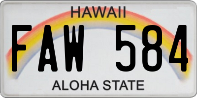 HI license plate FAW584