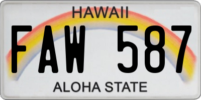HI license plate FAW587