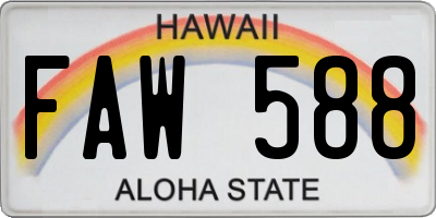 HI license plate FAW588