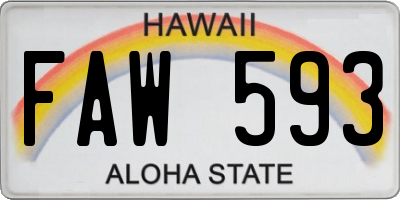 HI license plate FAW593