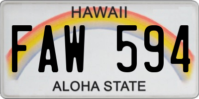 HI license plate FAW594