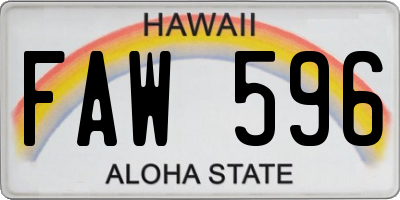 HI license plate FAW596