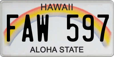 HI license plate FAW597