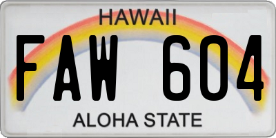 HI license plate FAW604