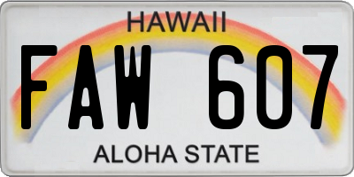 HI license plate FAW607