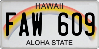 HI license plate FAW609