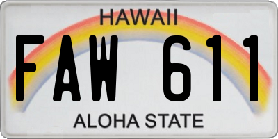 HI license plate FAW611